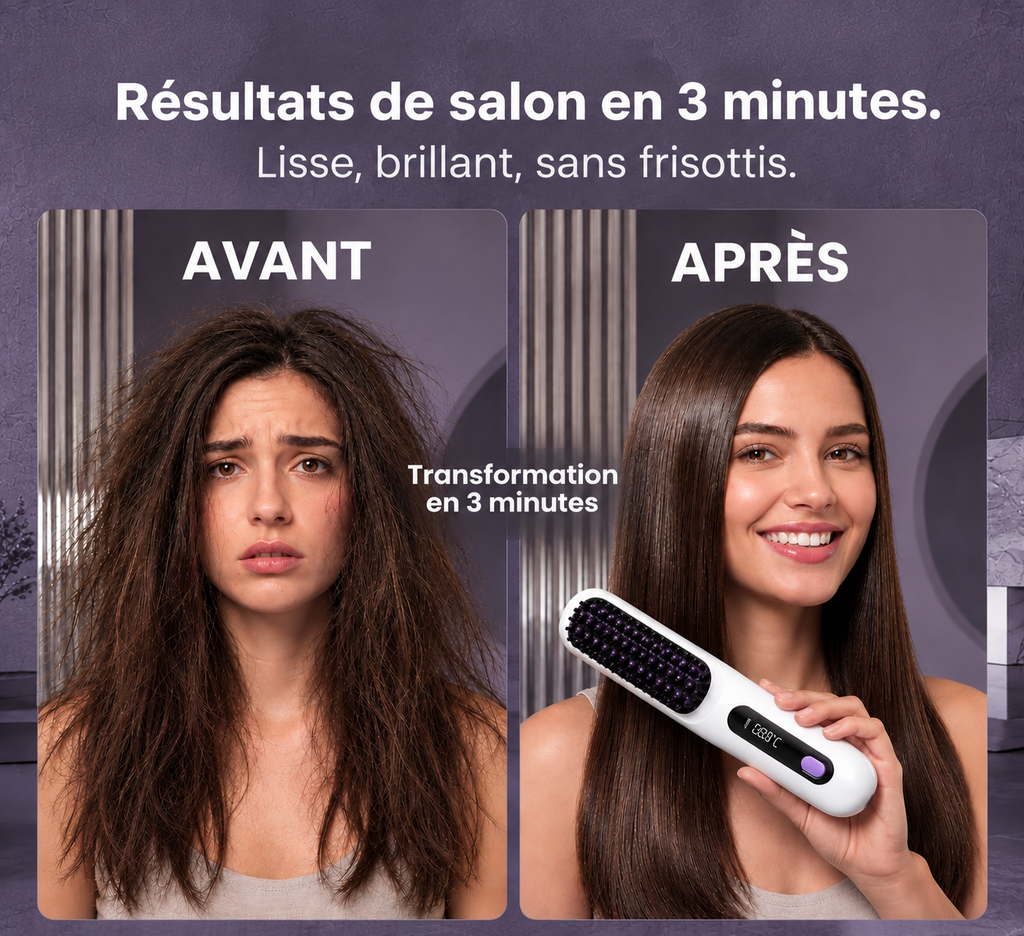 Brosse lissante sans fil Curliss avec accessoires inclus
