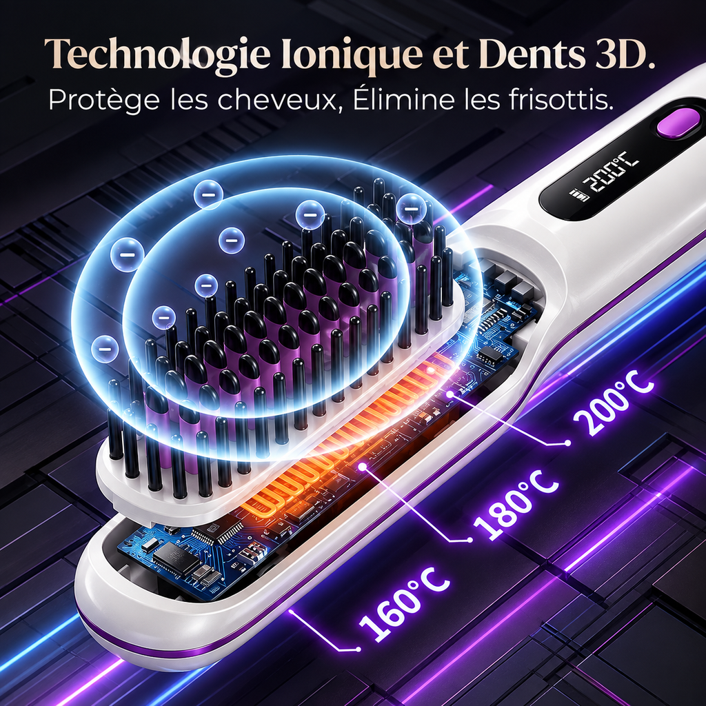 Lisseur Curliss - dents de peigne céramique anti-brûlure