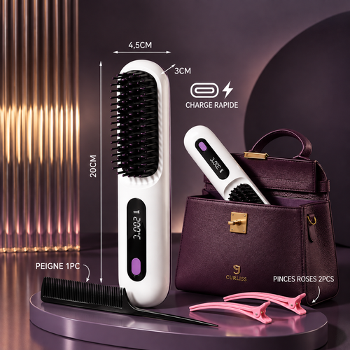 Lisseur sans fil Curliss - écran LED et réglage température