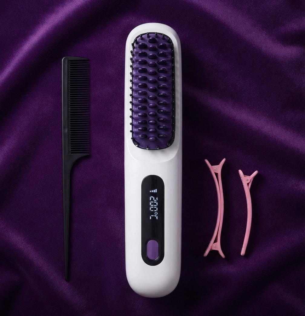Lisseur Curliss en utilisation sur cheveux lisses